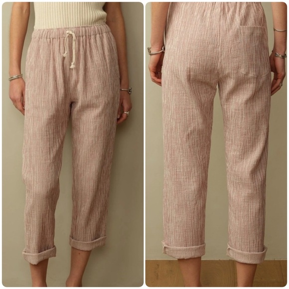NEW Road to Nowhere Bali Seersucker Drawstring Pants | Size L | Preppy Indie - Picture 1 of 9